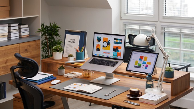 modern workspace design stockcake